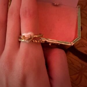 Juicy Couture LIMITED EDITION gold heart pearl ring SIZE 7